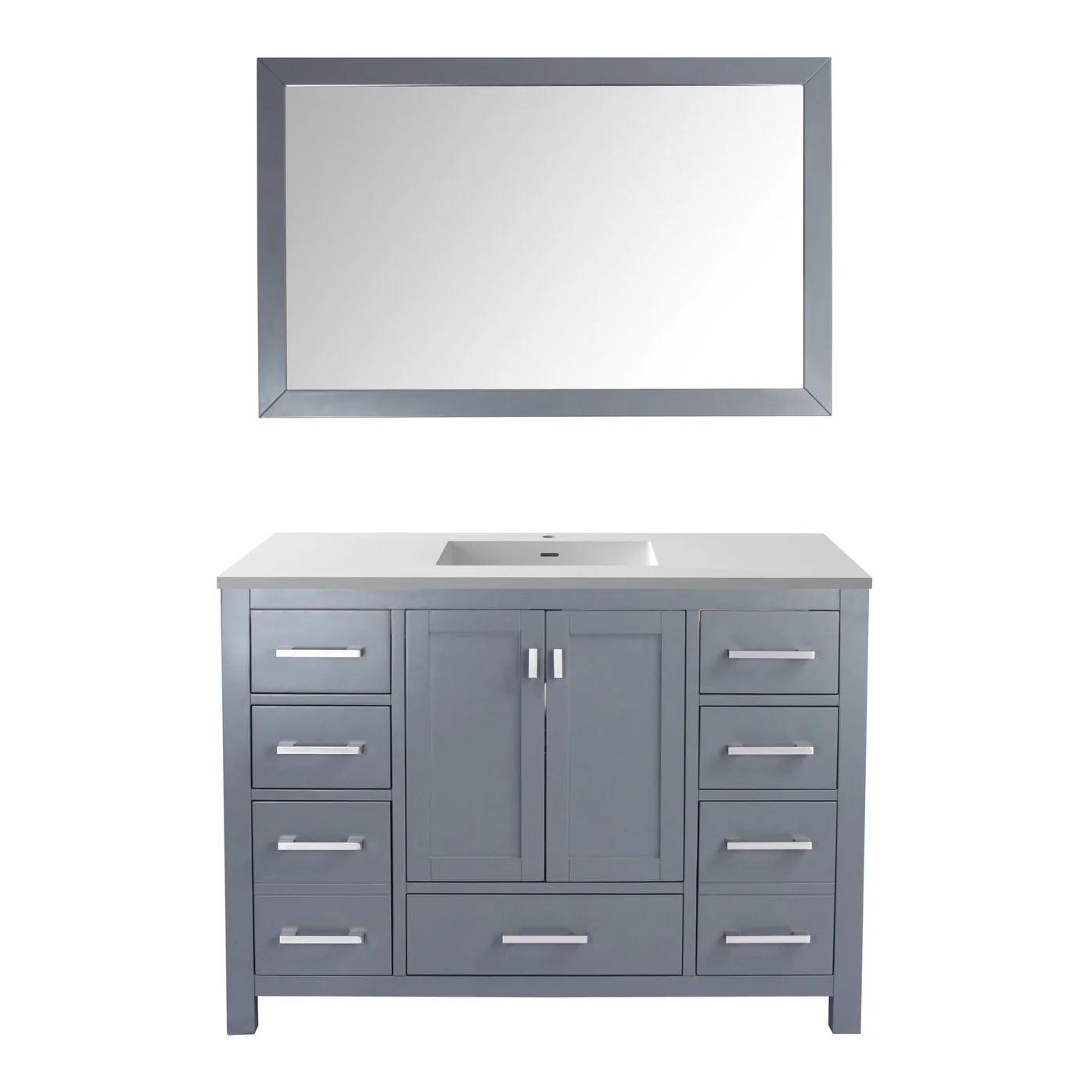Laviva Wilson 48" Grey Bathroom Vanity with Matte White VIVA Stone Solid Surface Countertop 313ANG-48G-MW - Image 7
