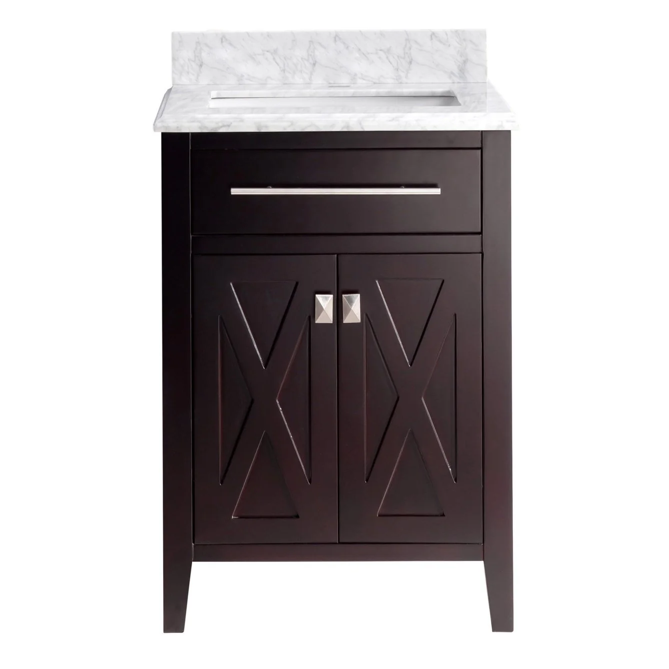 Laviva Wimbledon 24" Brown Bathroom Vanity with White Carrara Marble Countertop 313YG319-24B-WC - Image 4