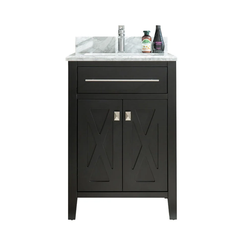 Laviva Wimbledon 24" Espresso Bathroom Vanity with White Carrara Marble Countertop 313YG319-24E-WC - Image 9