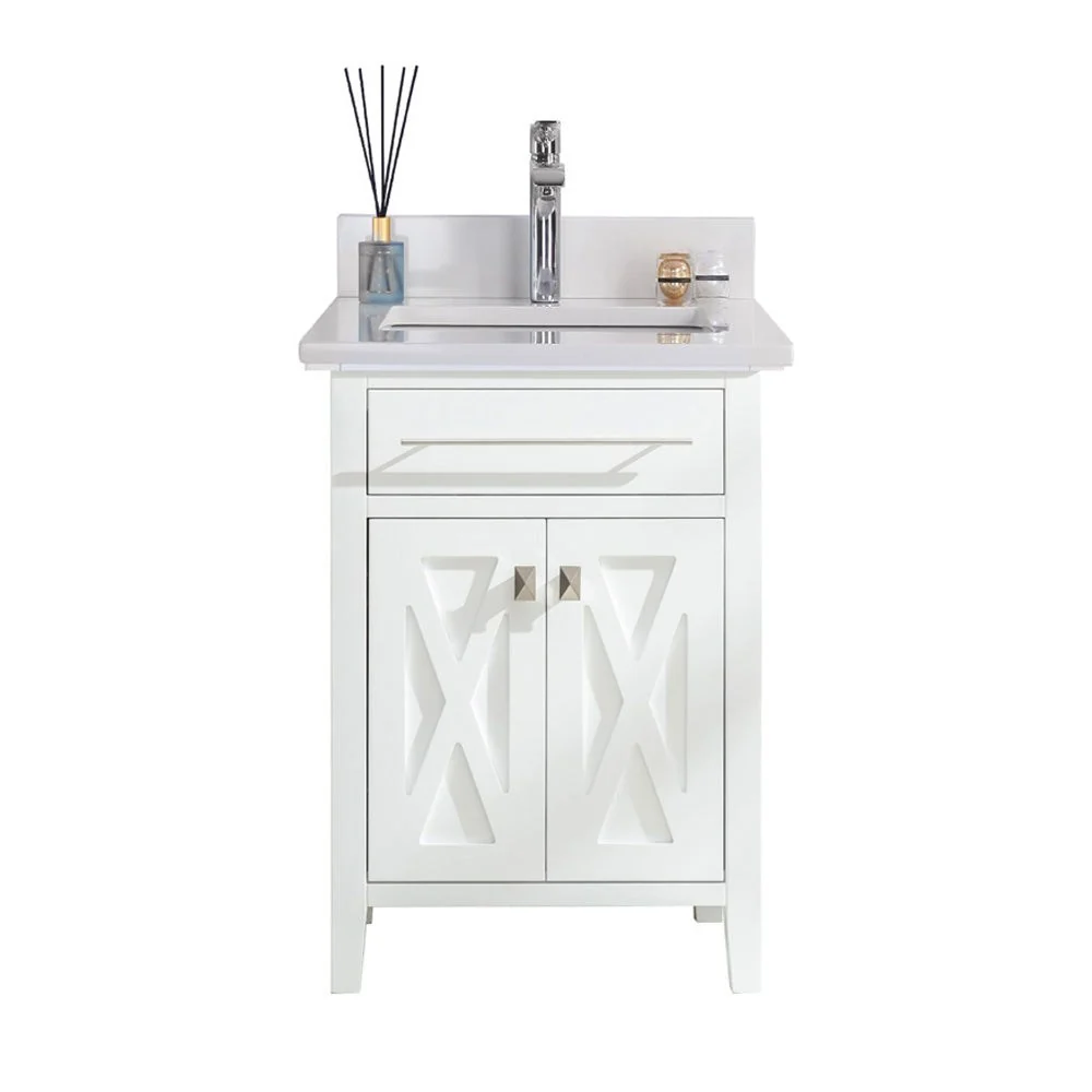 Laviva Wimbledon 24" White Bathroom Vanity with White Quartz Countertop 313YG319-24W-WQ - Image 8