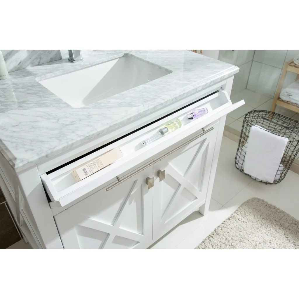 Laviva Wimbledon 36" White Bathroom Vanity with Matte White VIVA Stone Solid Surface Countertop 313YG319-36W-MW - Image 3