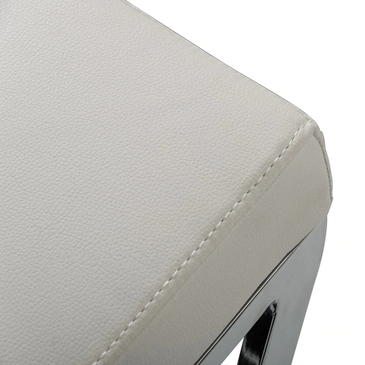 Benzara Leatherette Bar Stool With X Shape Legs, Set Of 2, White And Chrome BM223496 - Image 3