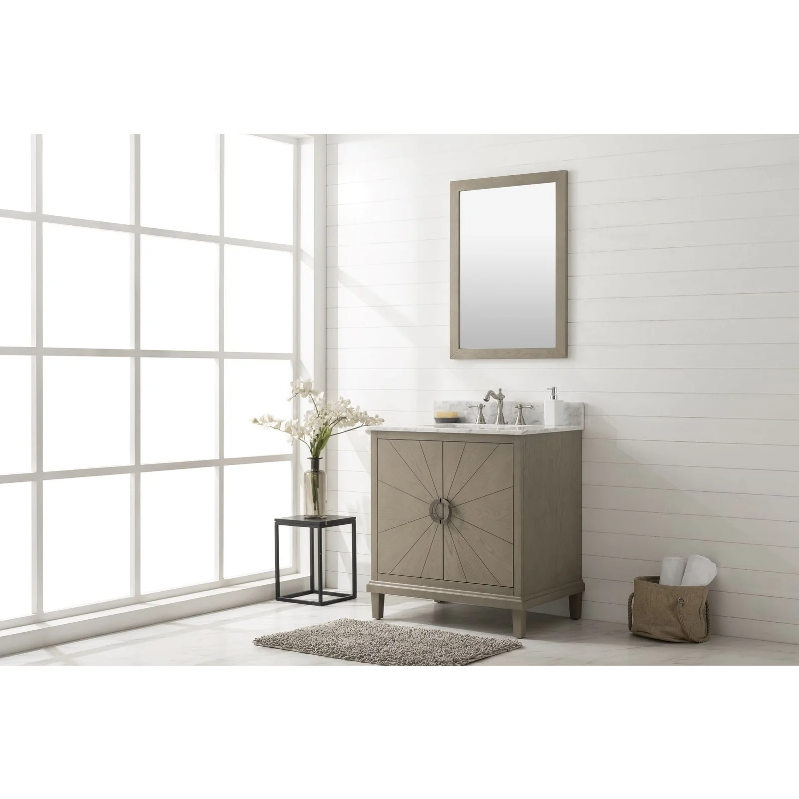 Legion Furniture 30" Antique Gray Oak Vanity With Carrara White Top WLF7040-30-AGO-CW - Image 4