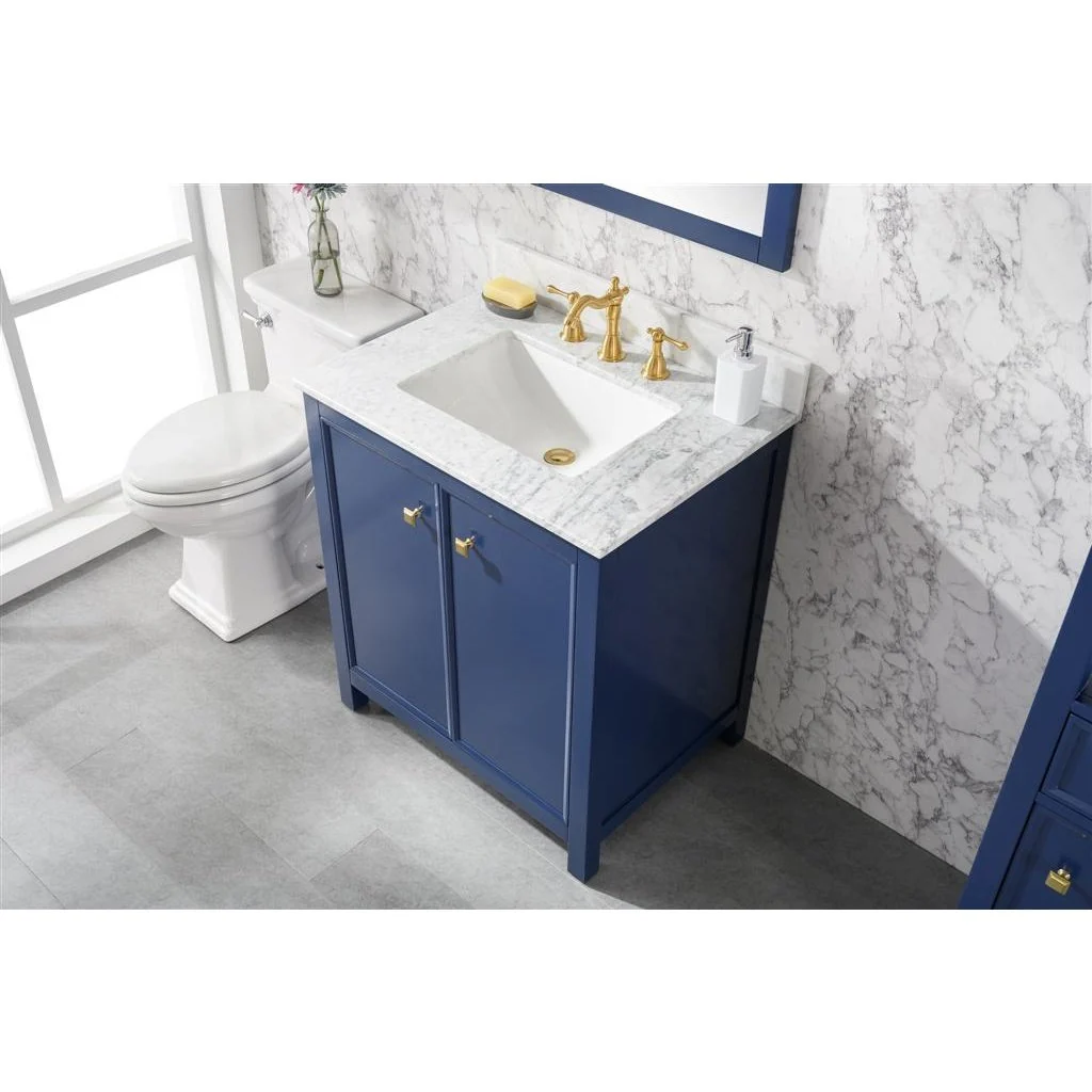 Legion Furniture 30" Blue Finish Sink Vanity Cabinet With Carrara White Top WLF2130-B - Image 5