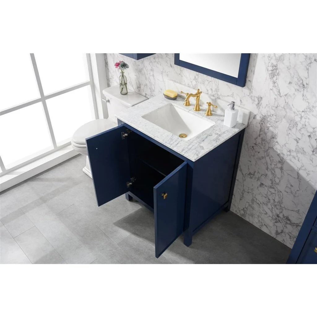 Legion Furniture 30" Blue Finish Sink Vanity Cabinet With Carrara White Top WLF2130-B - Image 7