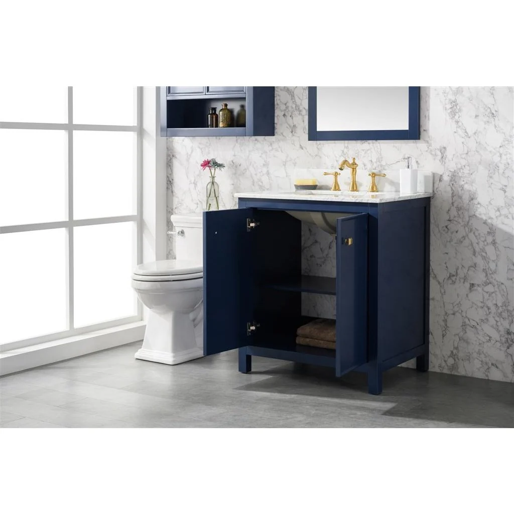 Legion Furniture 30" Blue Finish Sink Vanity Cabinet With Carrara White Top WLF2130-B - Image 8