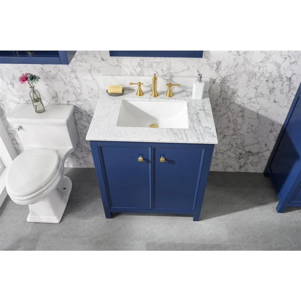 Legion Furniture 30" Blue Finish Sink Vanity Cabinet With Carrara White Top WLF2130-B - Image 9