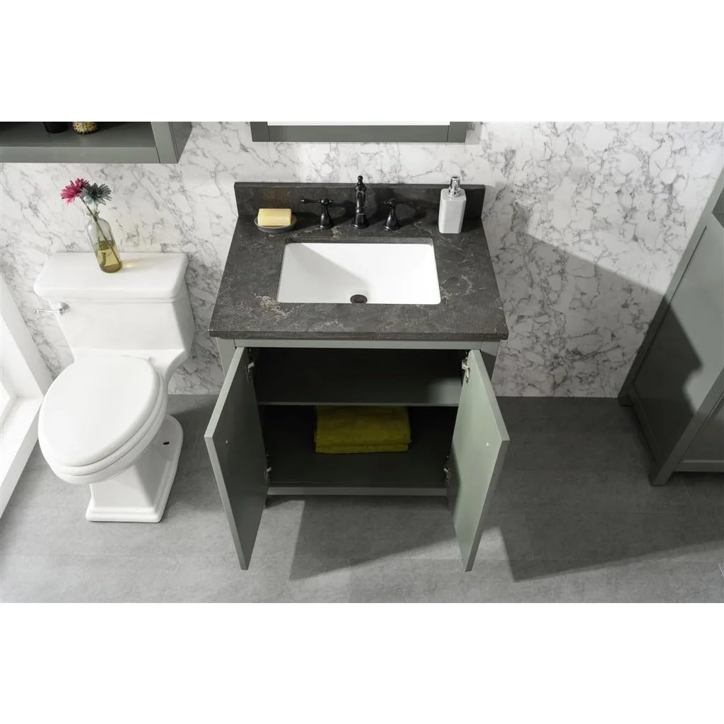 Legion Furniture 30" Pewter Green Finish Sink Vanity Cabinet With Blue Lime Stone Top WLF2130-PG - Image 10