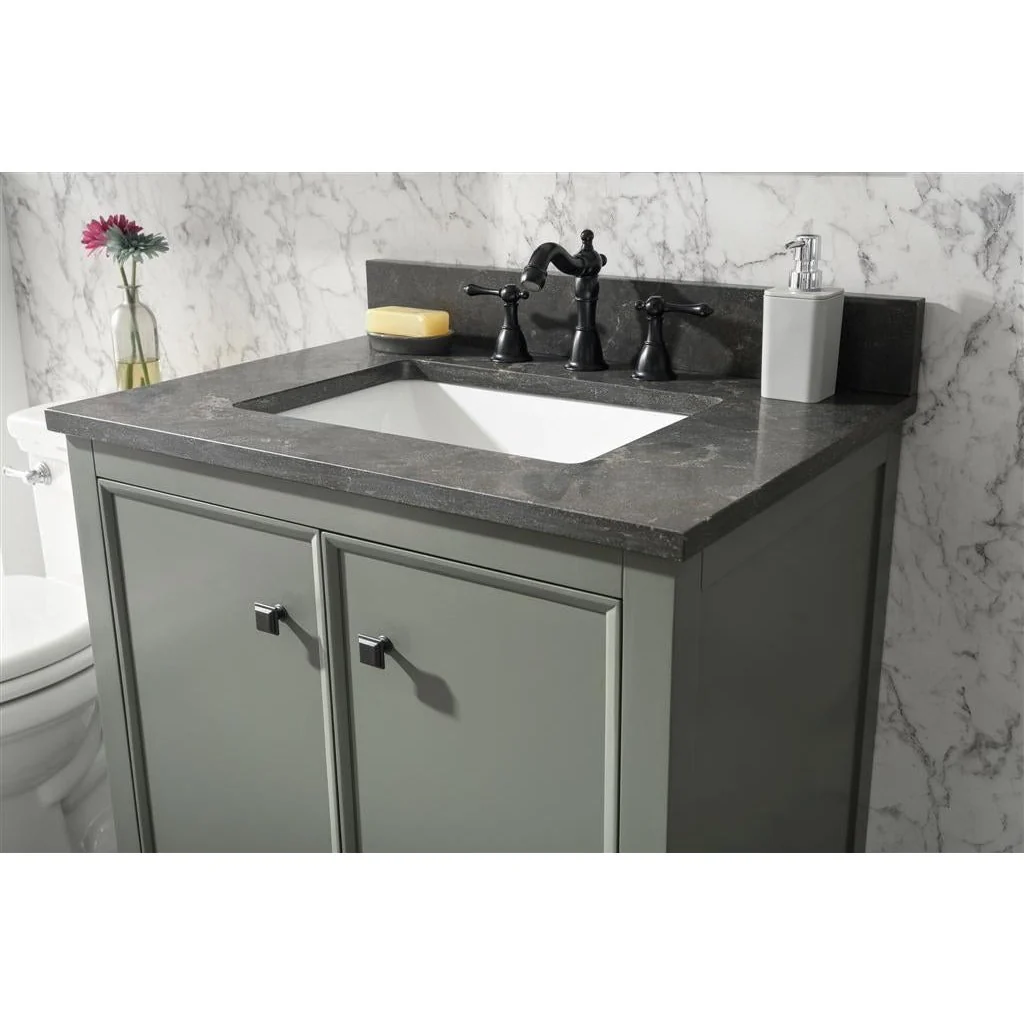 Legion Furniture 30" Pewter Green Finish Sink Vanity Cabinet With Blue Lime Stone Top WLF2130-PG - Image 6