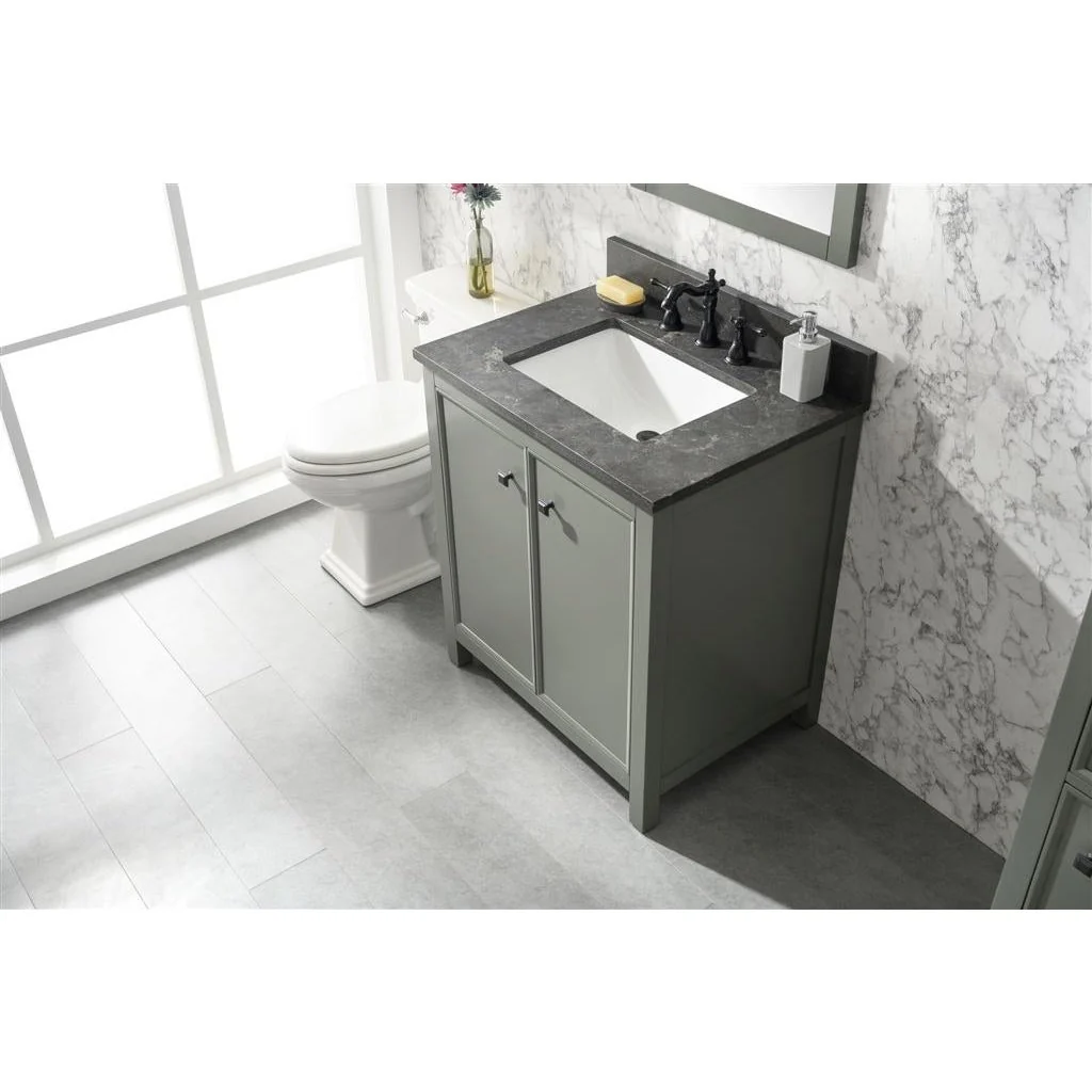 Legion Furniture 30" Pewter Green Finish Sink Vanity Cabinet With Blue Lime Stone Top WLF2130-PG - Image 9