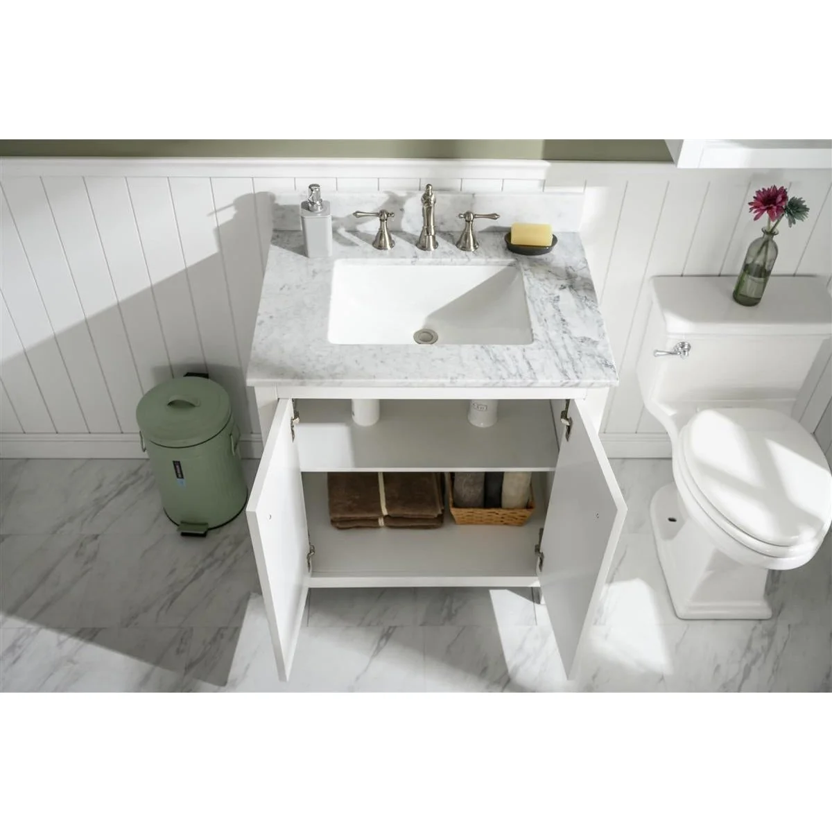 Legion Furniture 30" White Finish Sink Vanity Cabinet With Carrara White Top WLF2130-W - Image 8