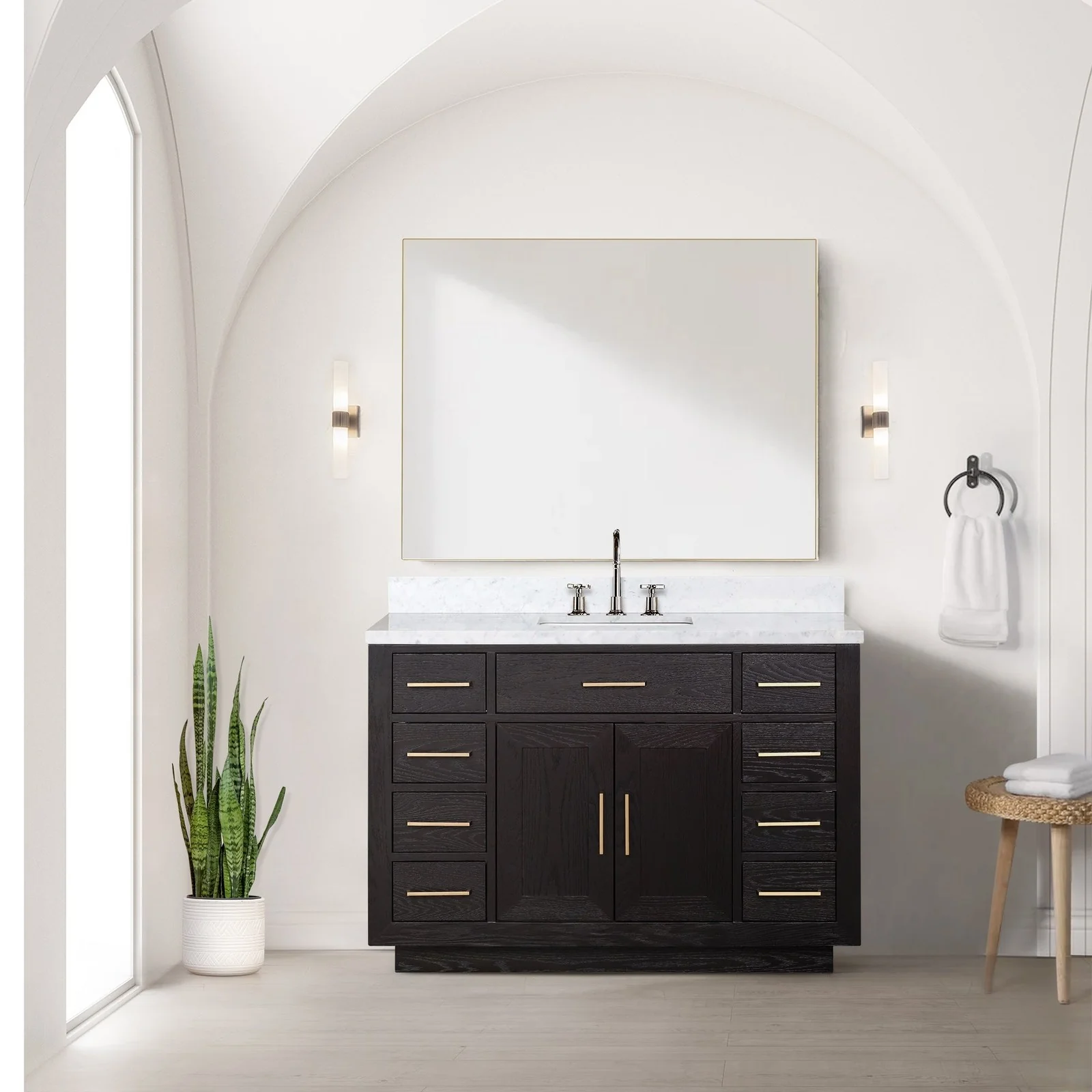 Lexora Home Abbey Bath Vanity with Carrara Marble Countertop - Image 2
