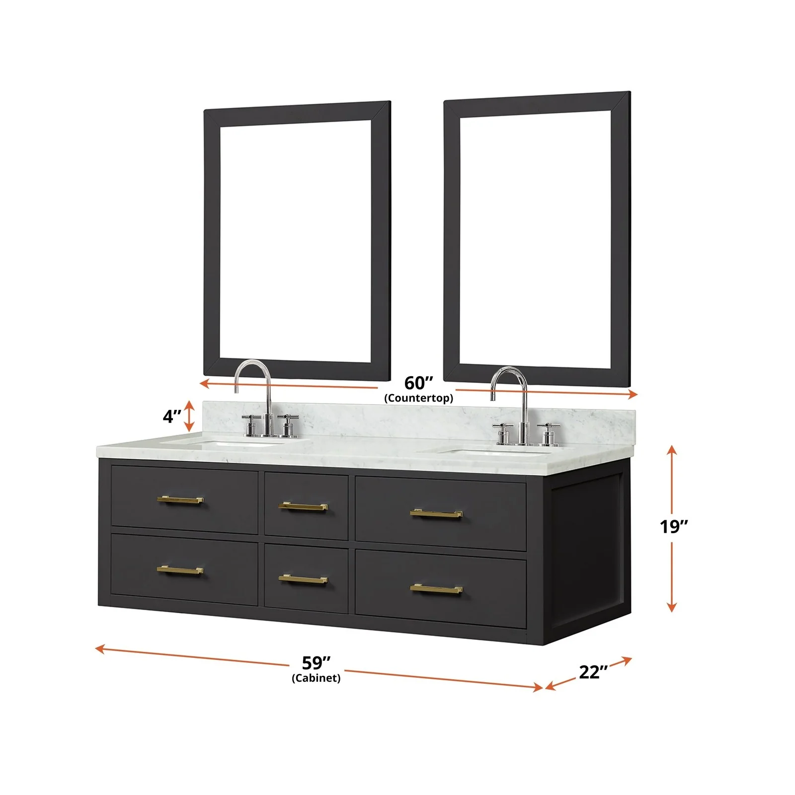 Lexora Home Castor Double Bath Vanity with Carrara Marble Countertop - Image 2