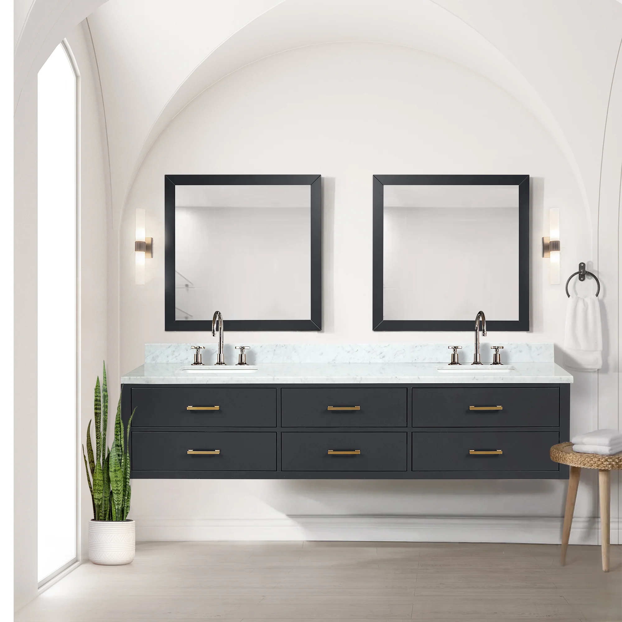 Lexora Home Castor Double Bath Vanity with Carrara Marble Countertop - Image 21