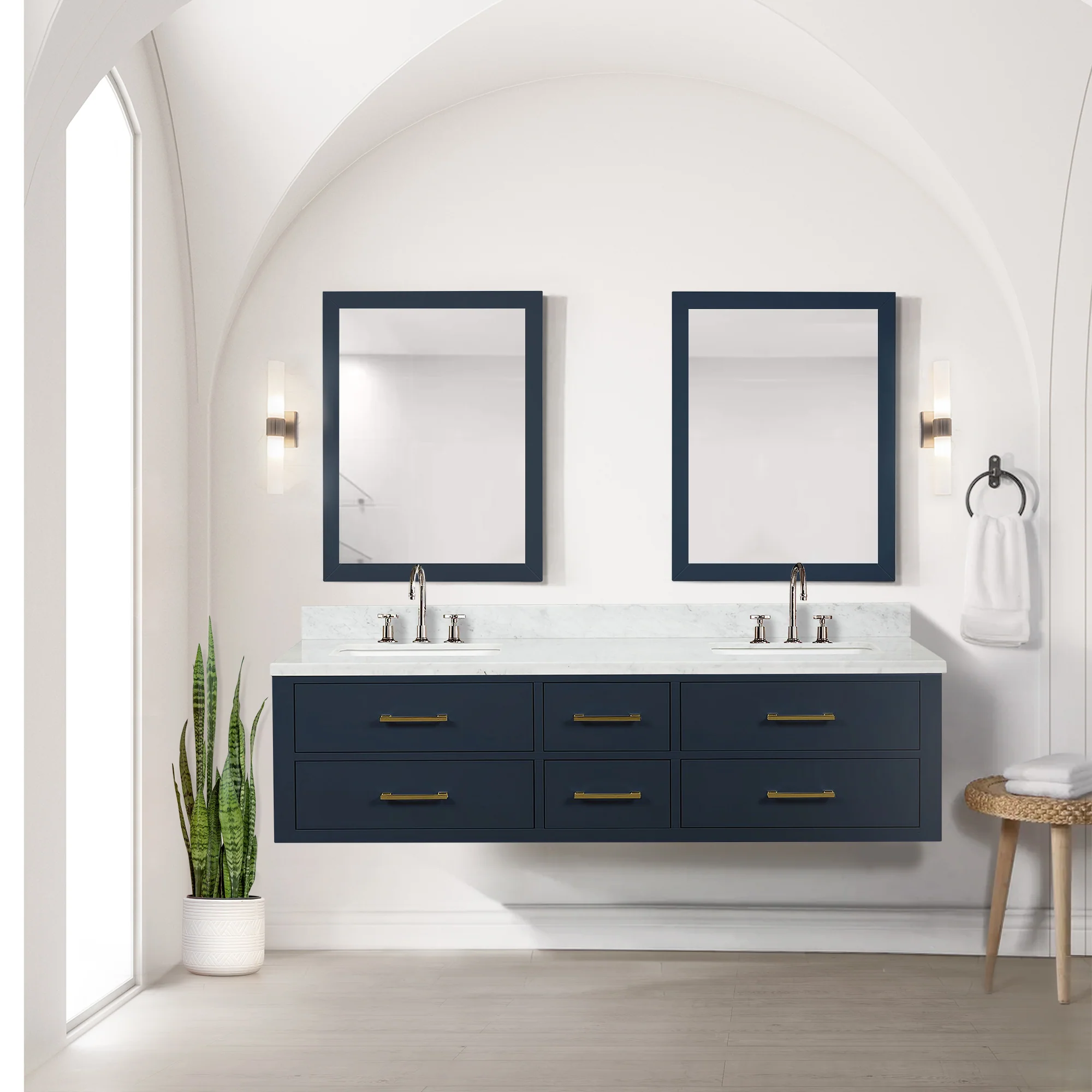 Lexora Home Castor Double Bath Vanity with Carrara Marble Countertop - Image 29
