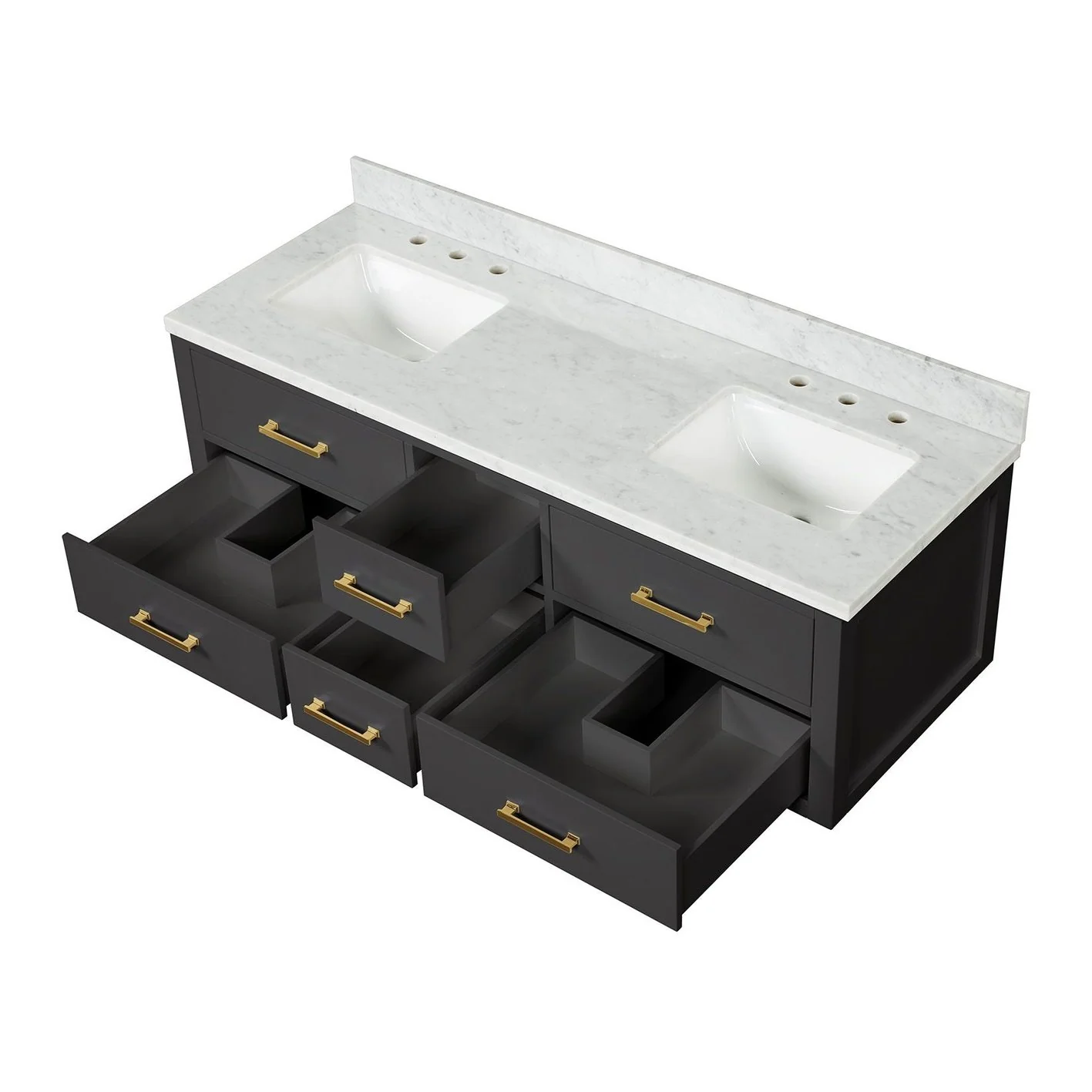 Lexora Home Castor Double Bath Vanity with Carrara Marble Countertop - Image 6
