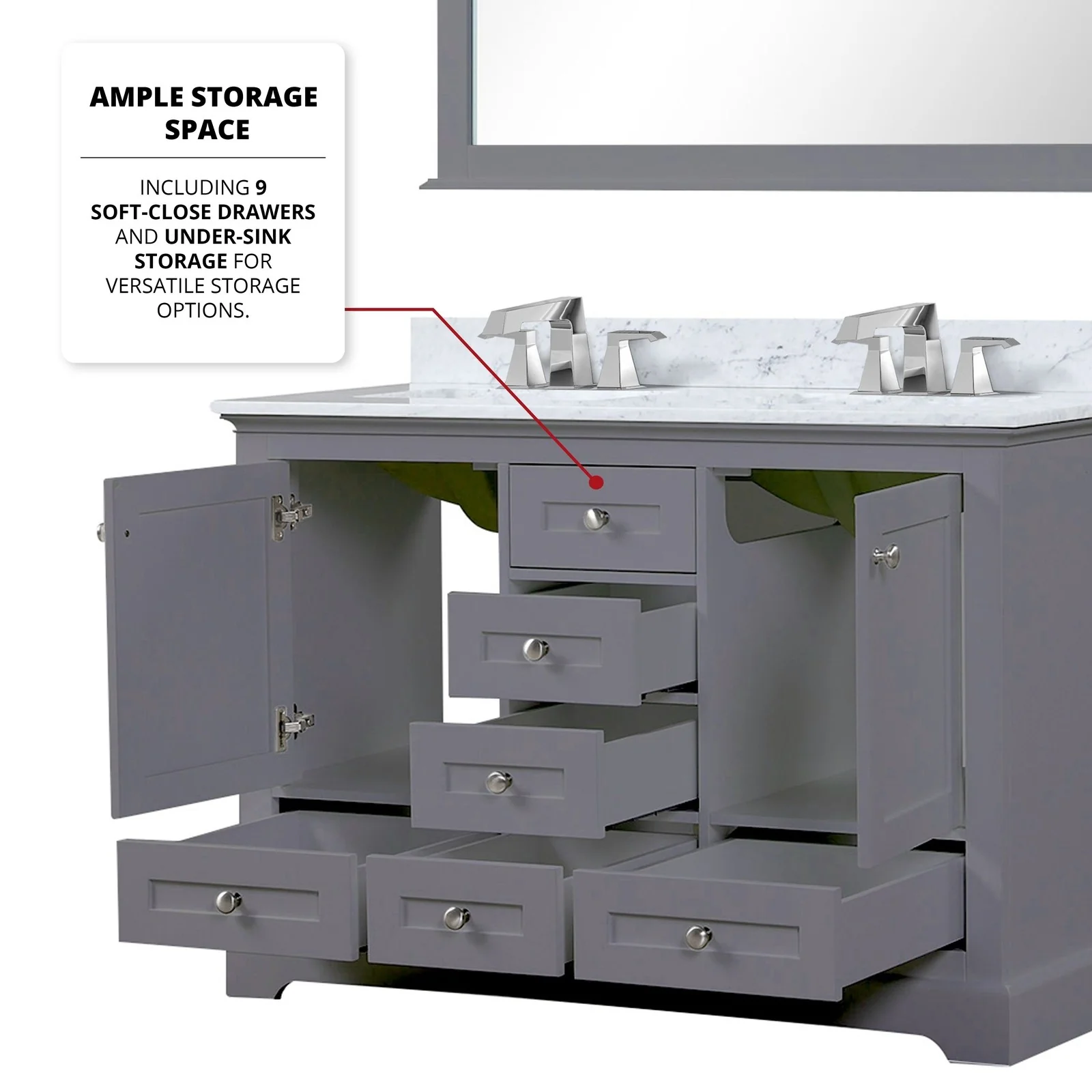 Lexora Home Dukes Bath Vanity with Carrara Marble Countertop - Image 5