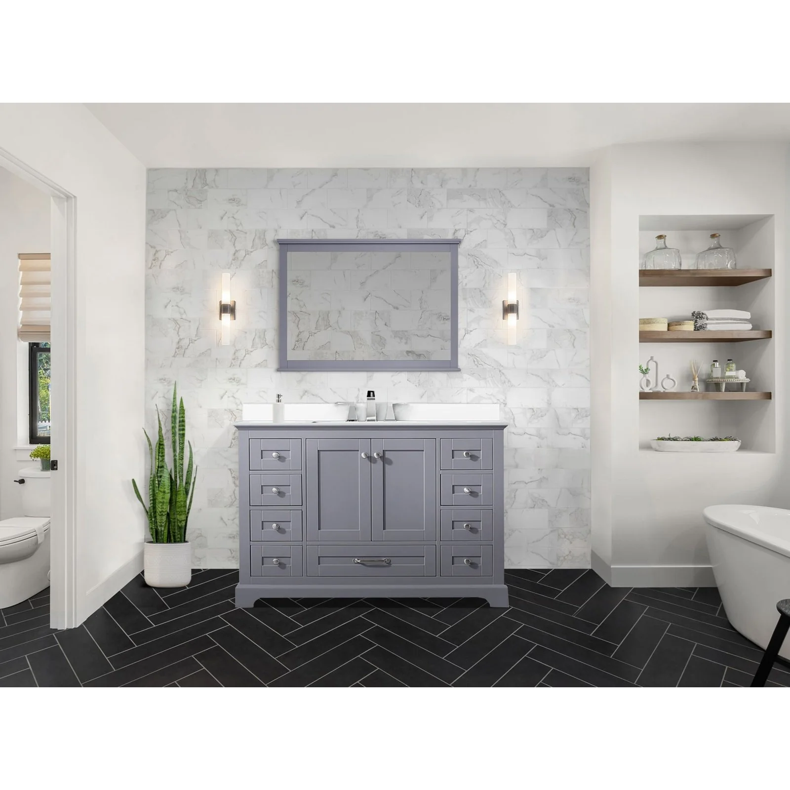 Lexora Home Dukes Bath Vanity with Cultured Marble Countertop - Image 2