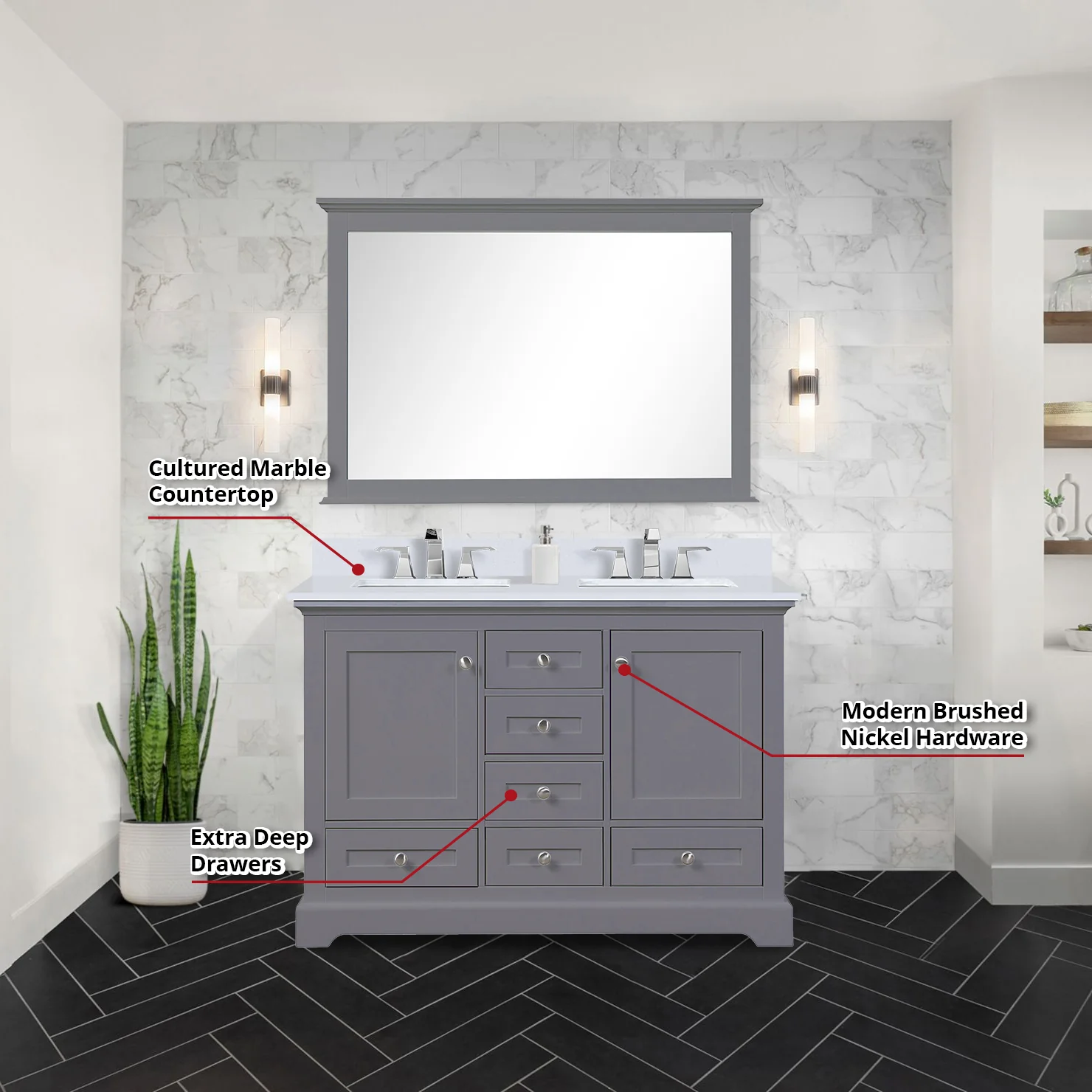 Lexora Home Dukes Bath Vanity with Cultured Marble Countertop - Image 4