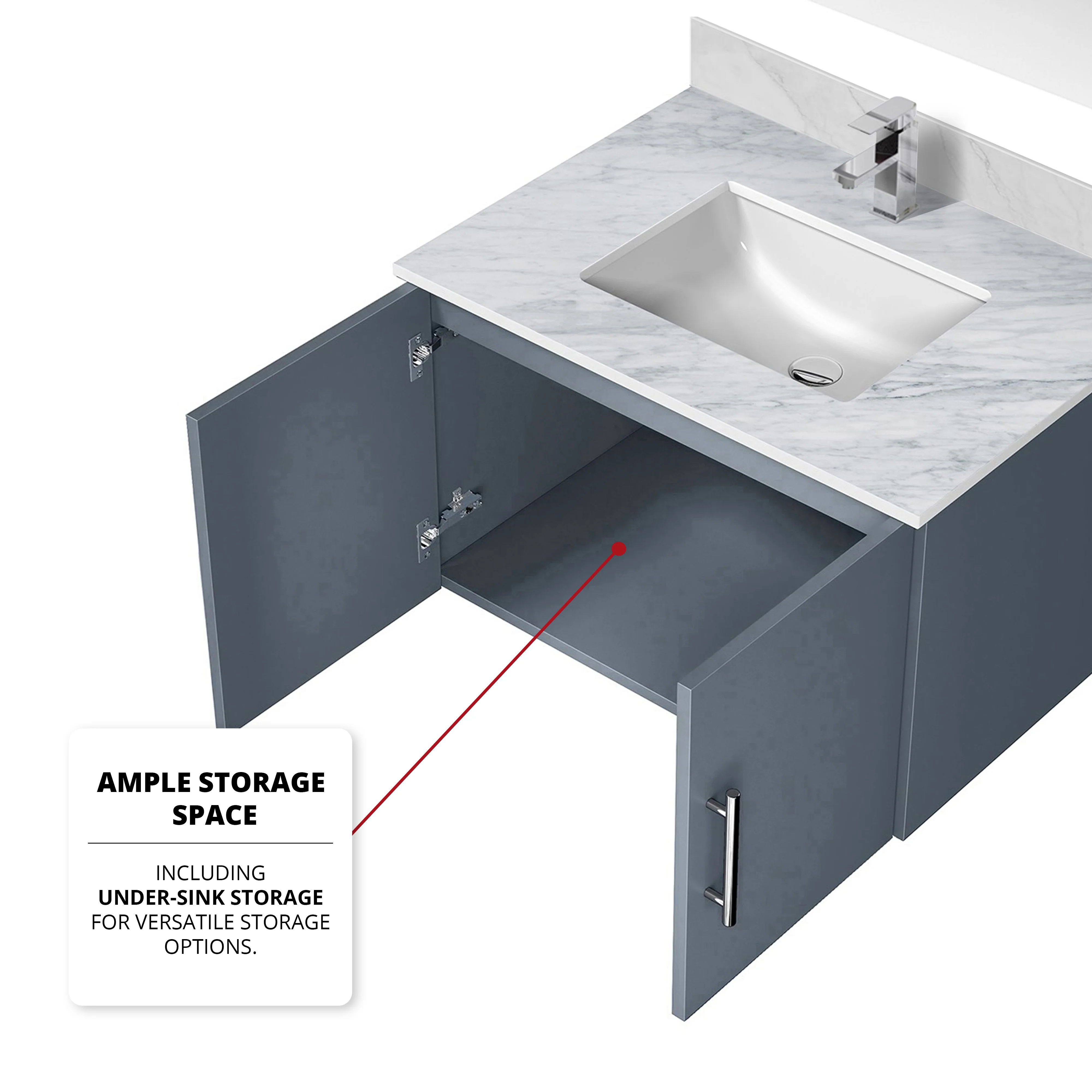 Lexora Home Geneva Bath Vanity with Carrara Marble Countertop - Image 3