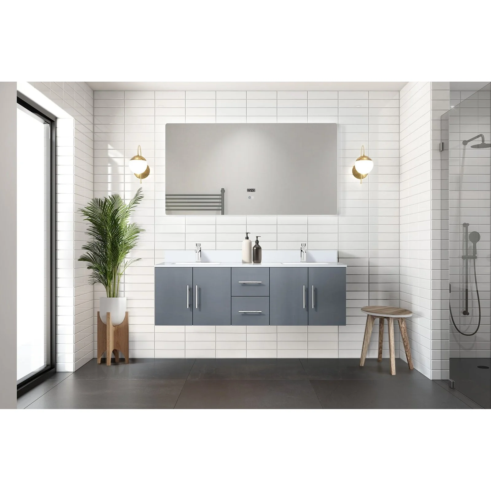 Lexora Home Geneva Bath Vanity with White Quartz Countertop - Image 2