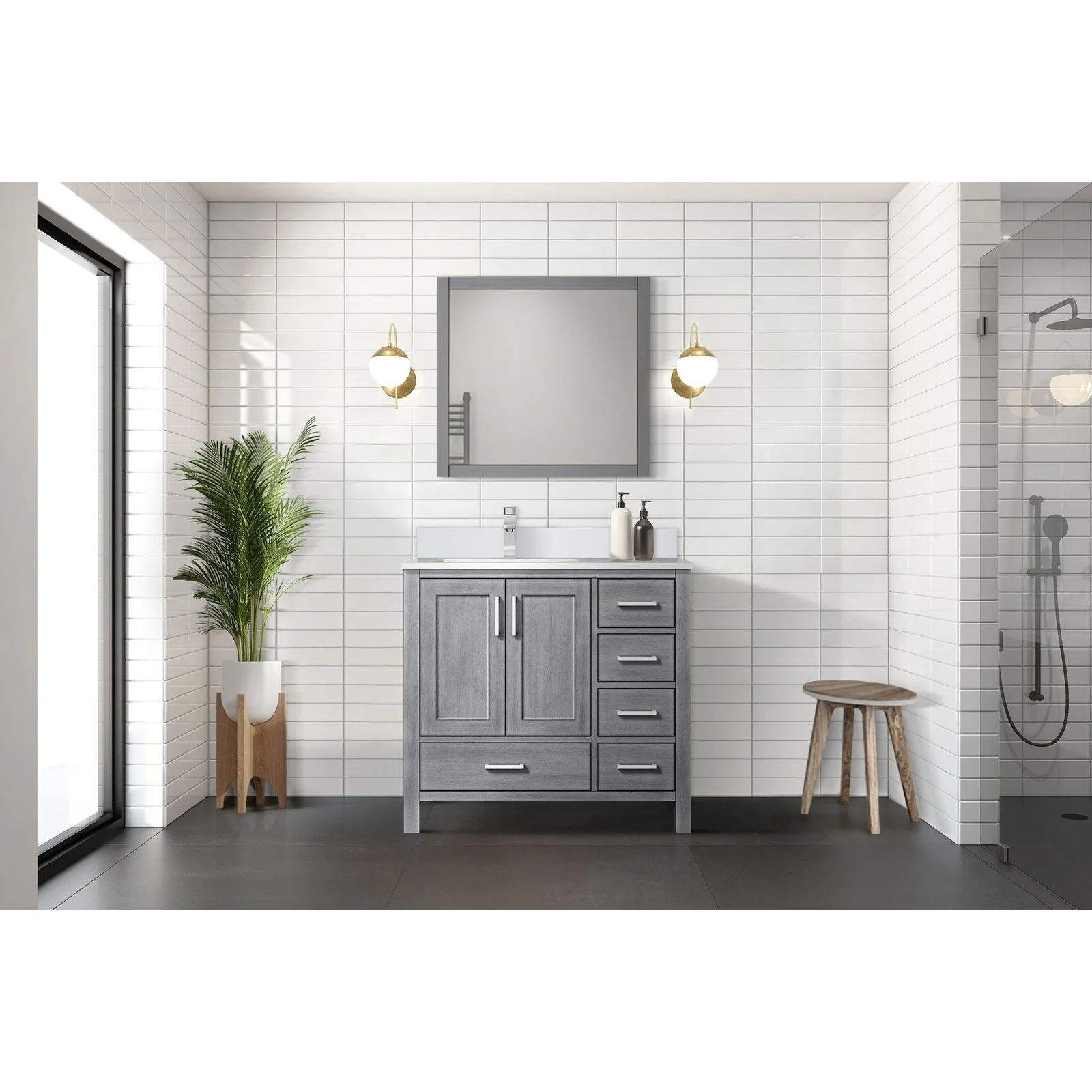 Lexora Home Jacques 36" Bath Vanity with White Quartz Countertop - Image 2