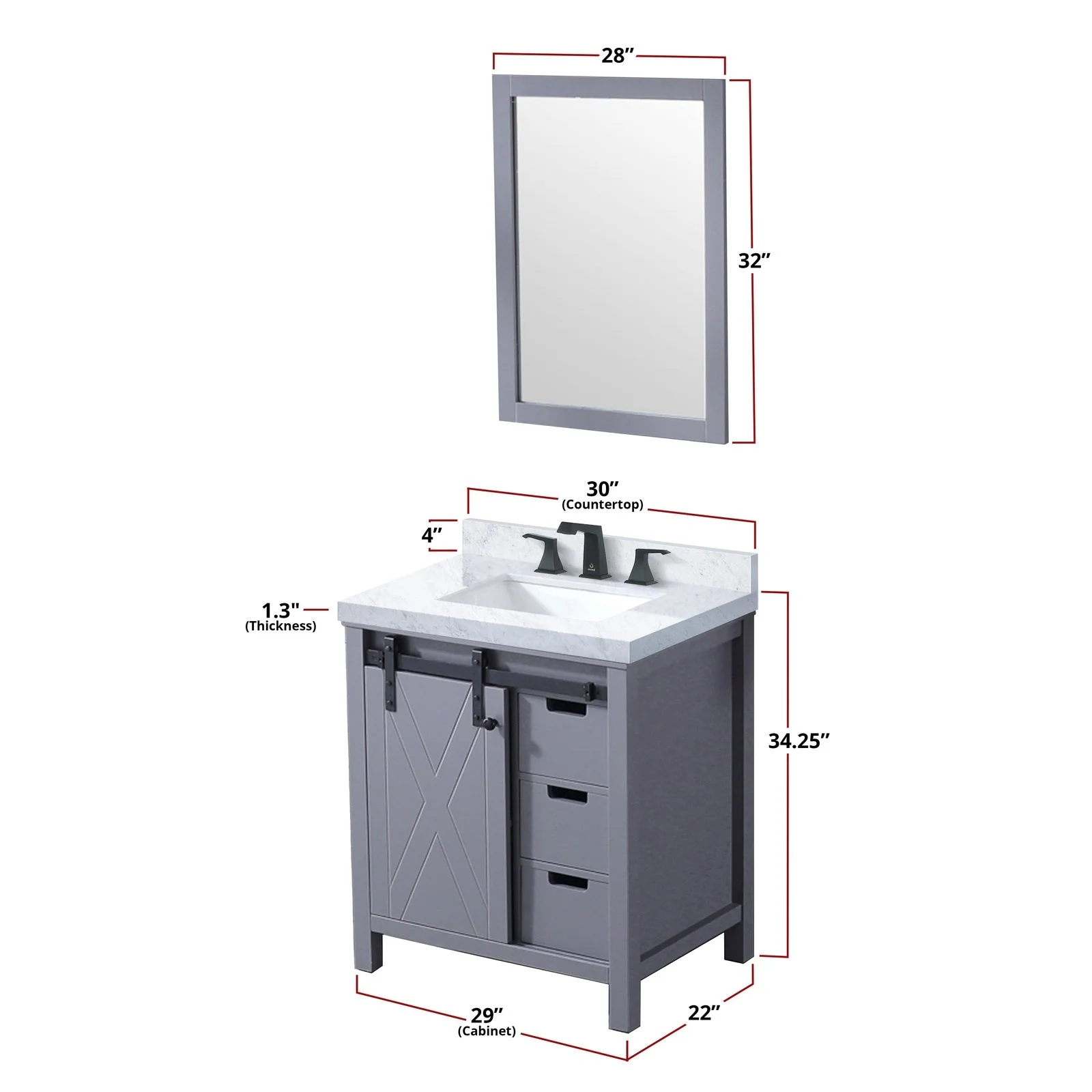 Lexora Home Marsyas Bath Vanity with Carrara Marble Countertop - Image 3