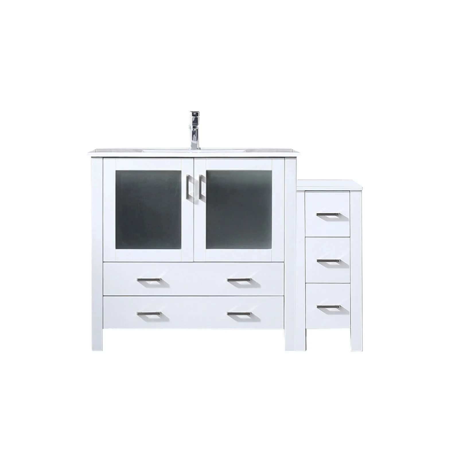 Lexora Home Volez Bath Vanity with Ceramic Countertop, Side Cabinet and Faucet - Image 14