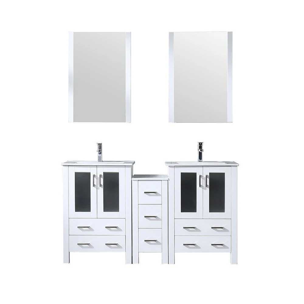 Lexora Home Volez Bath Vanity with Ceramic Countertop, Side Cabinet and Faucet - Image 28