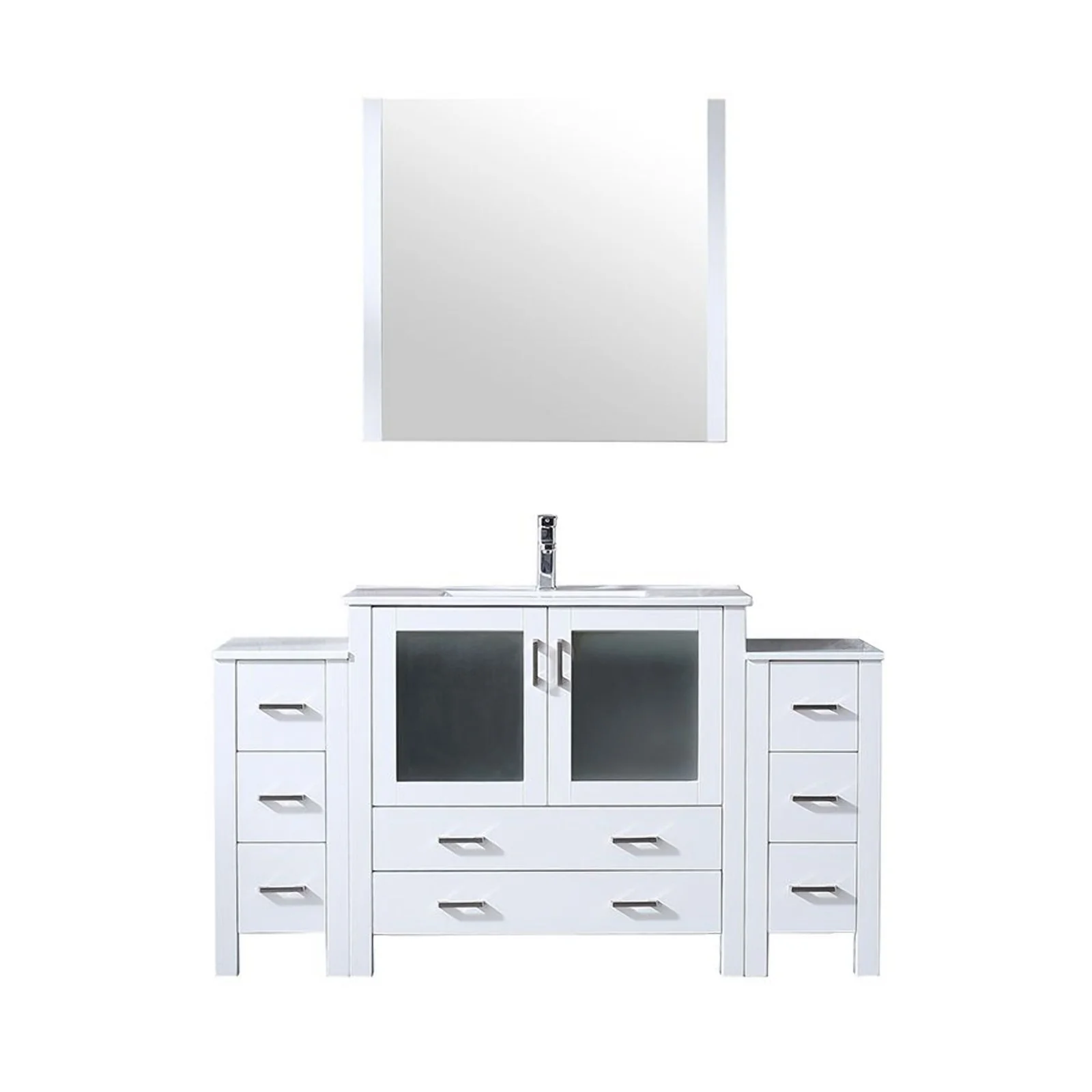 Lexora Home Volez Bath Vanity with Ceramic Countertop, Side Cabinet and Faucet - Image 29