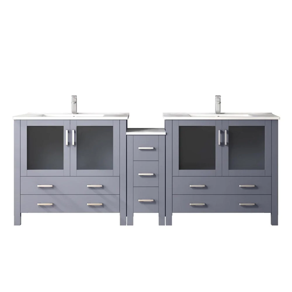 Lexora Home Volez Bath Vanity with Ceramic Countertop, Side Cabinet and Faucet - Image 30
