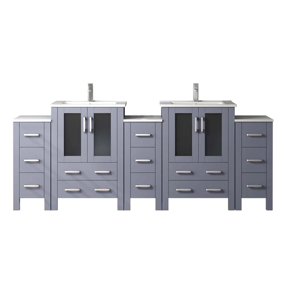 Lexora Home Volez Bath Vanity with Ceramic Countertop, Side Cabinet and Faucet - Image 31