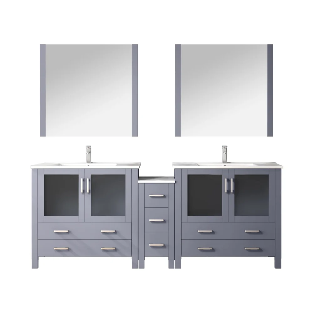 Lexora Home Volez Bath Vanity with Ceramic Countertop, Side Cabinet and Faucet - Image 32