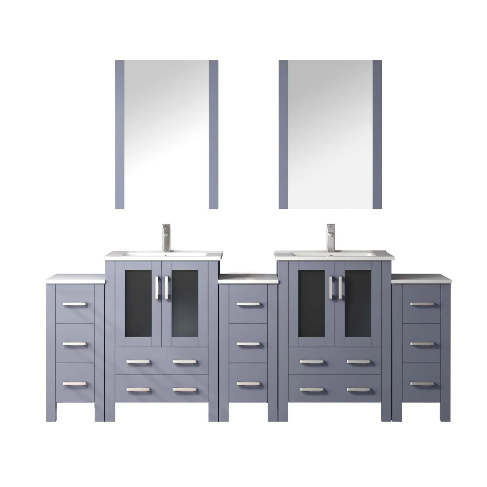 Lexora Home Volez Bath Vanity with Ceramic Countertop, Side Cabinet and Faucet - Image 33