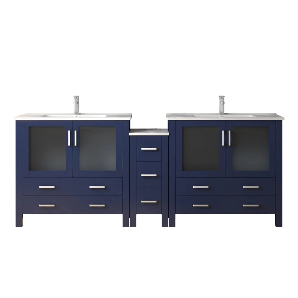Lexora Home Volez Bath Vanity with Ceramic Countertop, Side Cabinet and Faucet - Image 34
