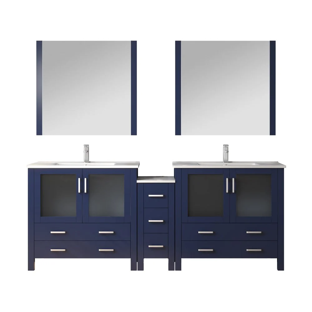Lexora Home Volez Bath Vanity with Ceramic Countertop, Side Cabinet and Faucet - Image 36