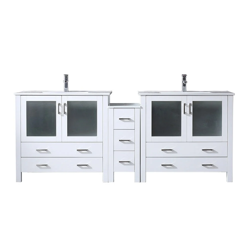 Lexora Home Volez Bath Vanity with Ceramic Countertop, Side Cabinet and Faucet - Image 38