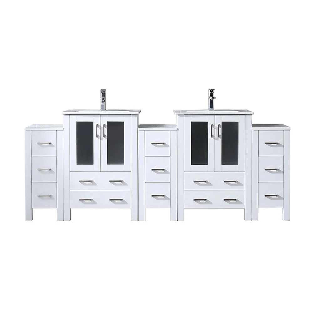 Lexora Home Volez Bath Vanity with Ceramic Countertop, Side Cabinet and Faucet - Image 39