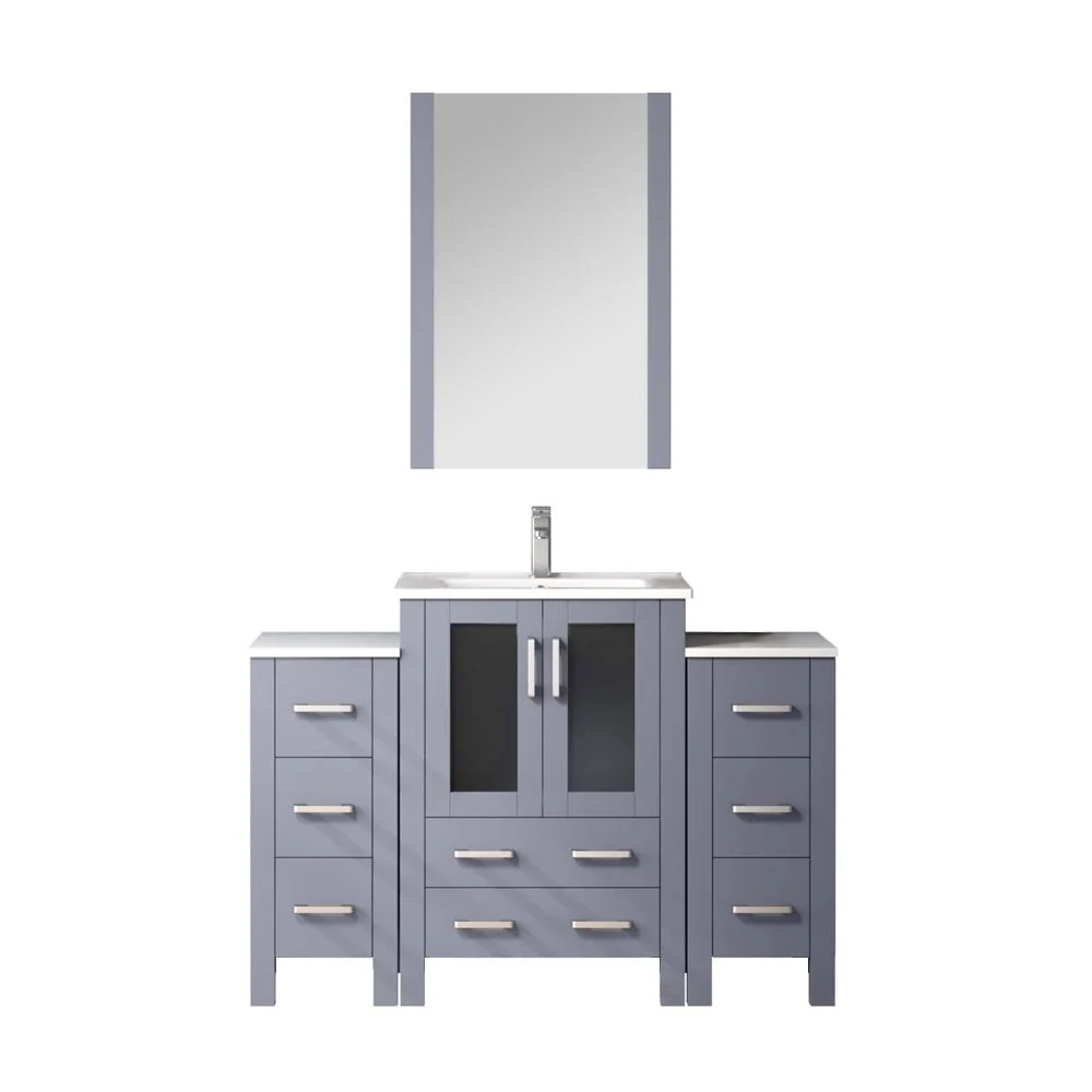 Lexora Home Volez Bath Vanity with Ceramic Countertop, Side Cabinet and Faucet - Image 6