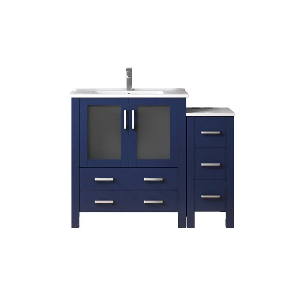 Lexora Home Volez Bath Vanity with Ceramic Countertop, Side Cabinet and Faucet - Image 8