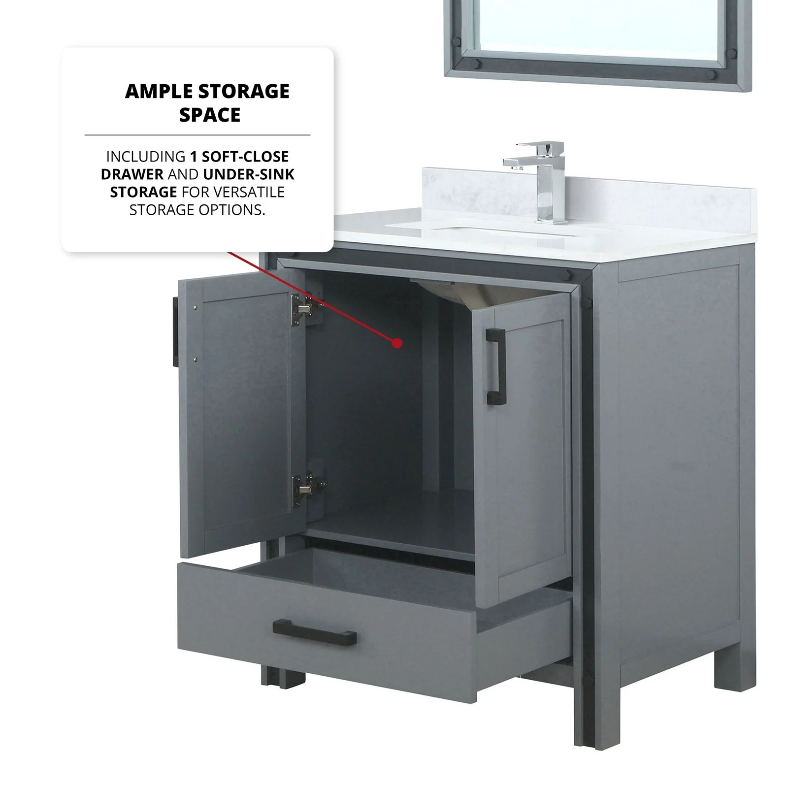 Lexora Home Ziva Bath Vanity with White Quartz Countertop - Image 8