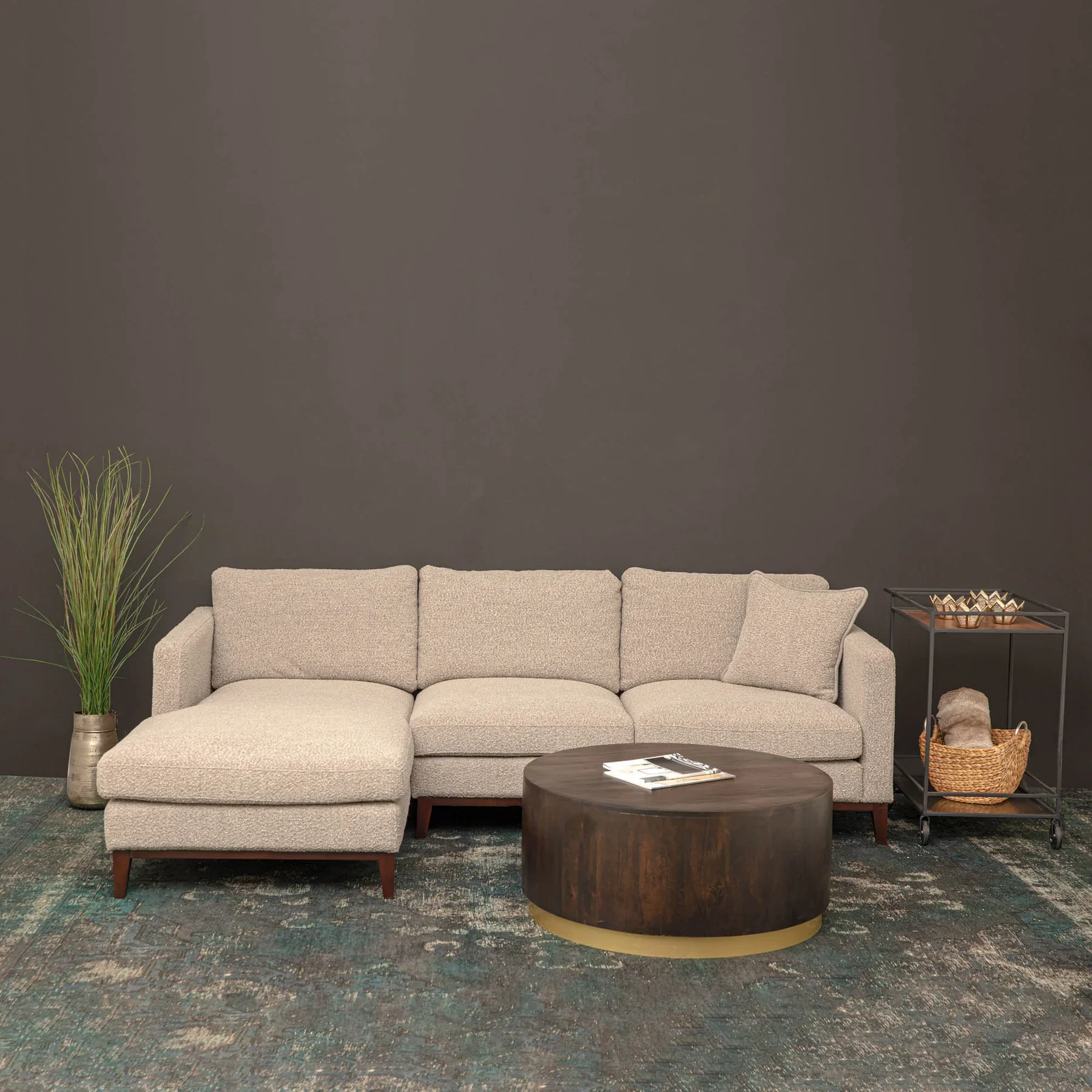 LH Imports Burbank Left Sectional Sofa - Grey FTH016-G