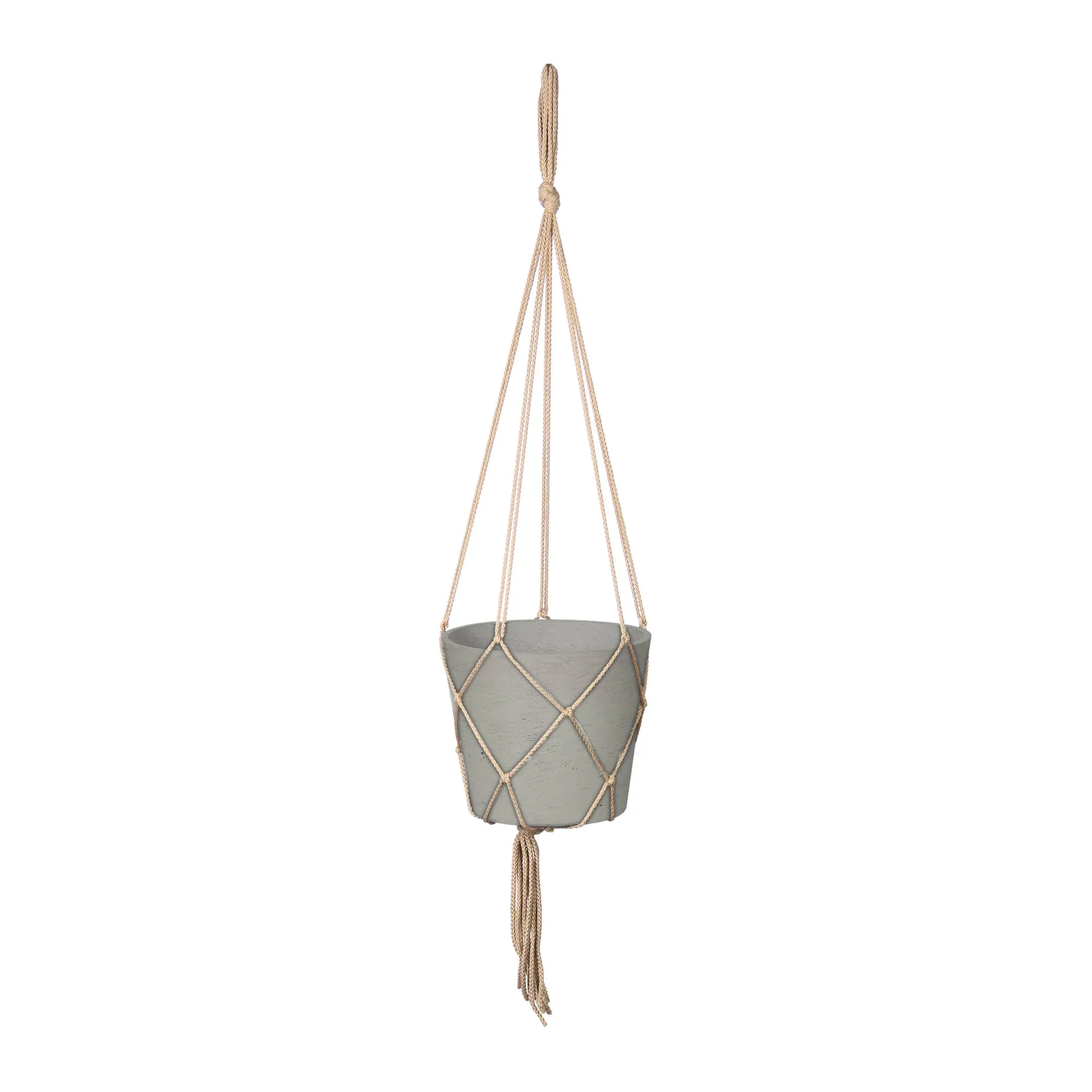 LH Imports Craft Medium Hanging Pot With Netting - Cement Grey PAT024-S - Image 2