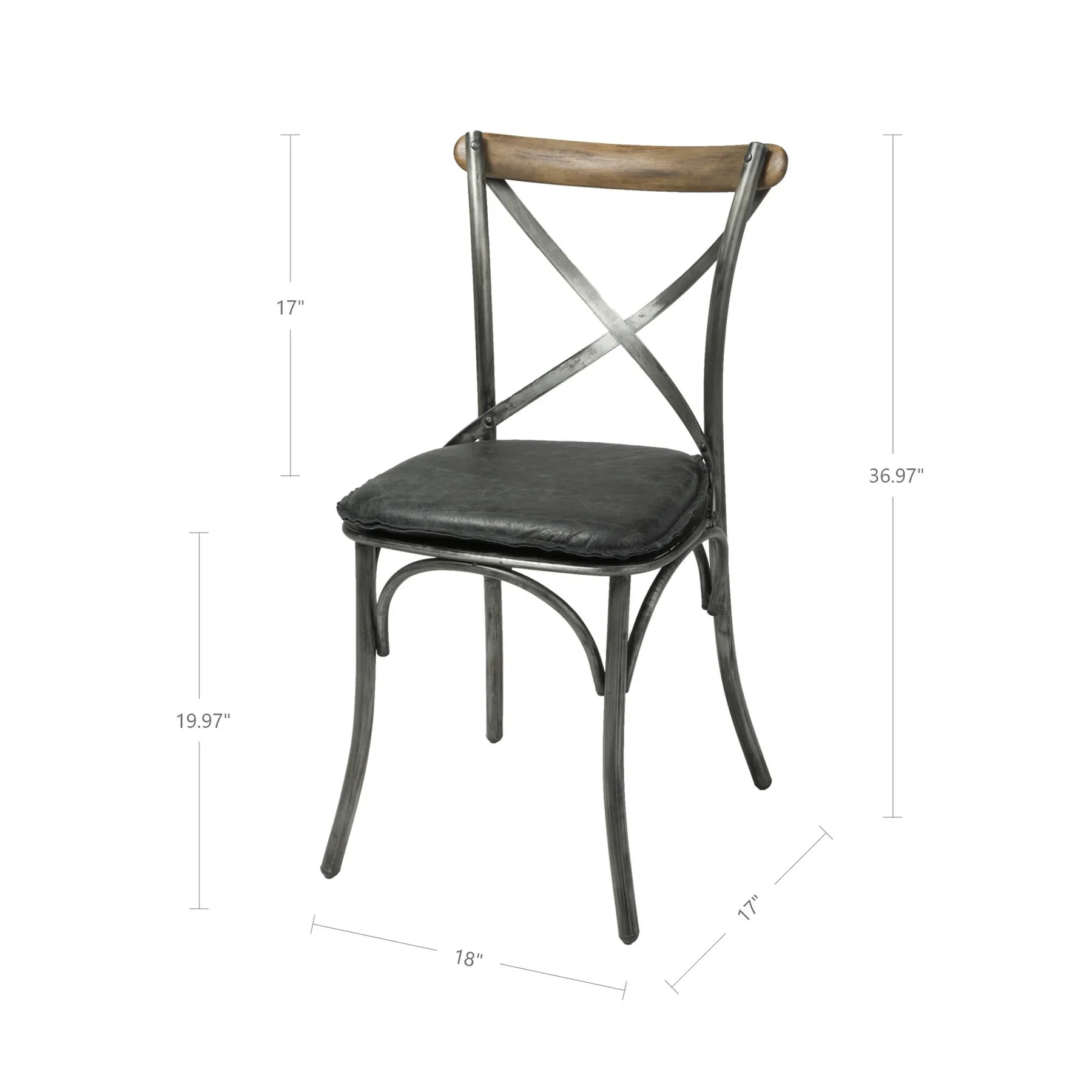 LH Imports Metal Crossback Chair with Black Seat Cushion CLA-03BLK - Image 5