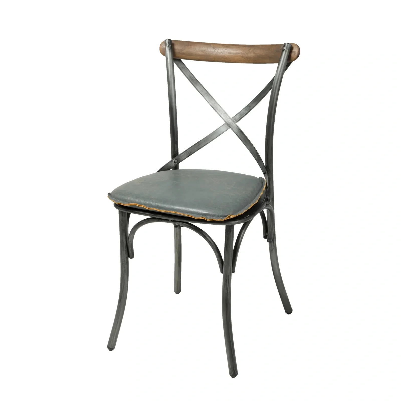 LH Imports Metal Crossback Chair with Grey Seat Cushion CLA-03G