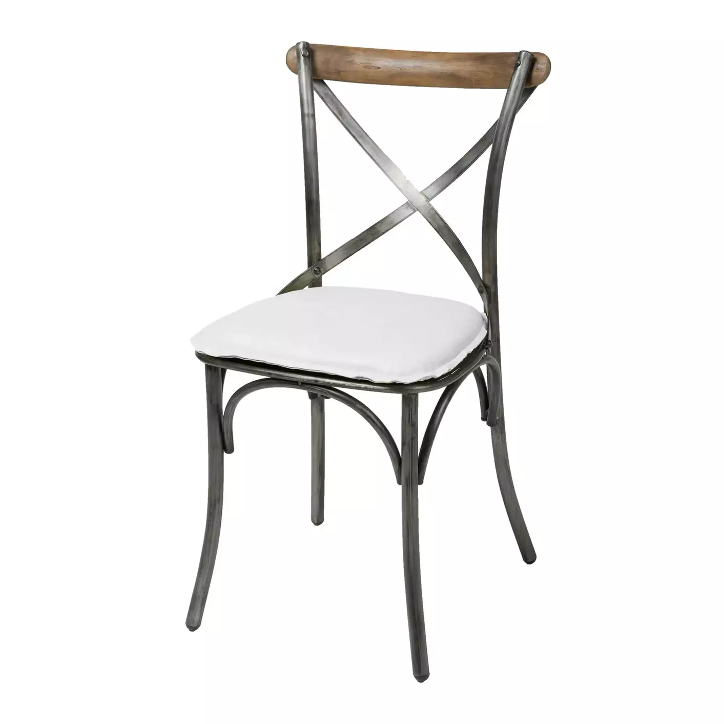LH Imports Metal Crossback Chair with White Seat Cushion CLA-03W - Image 2
