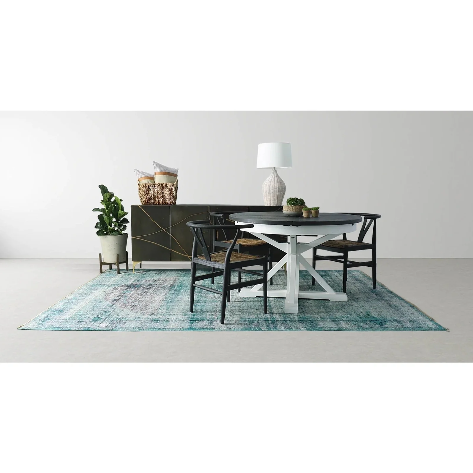LH Imports Nature Low Round Grass and Concrete Pot PAT018 - Image 6
