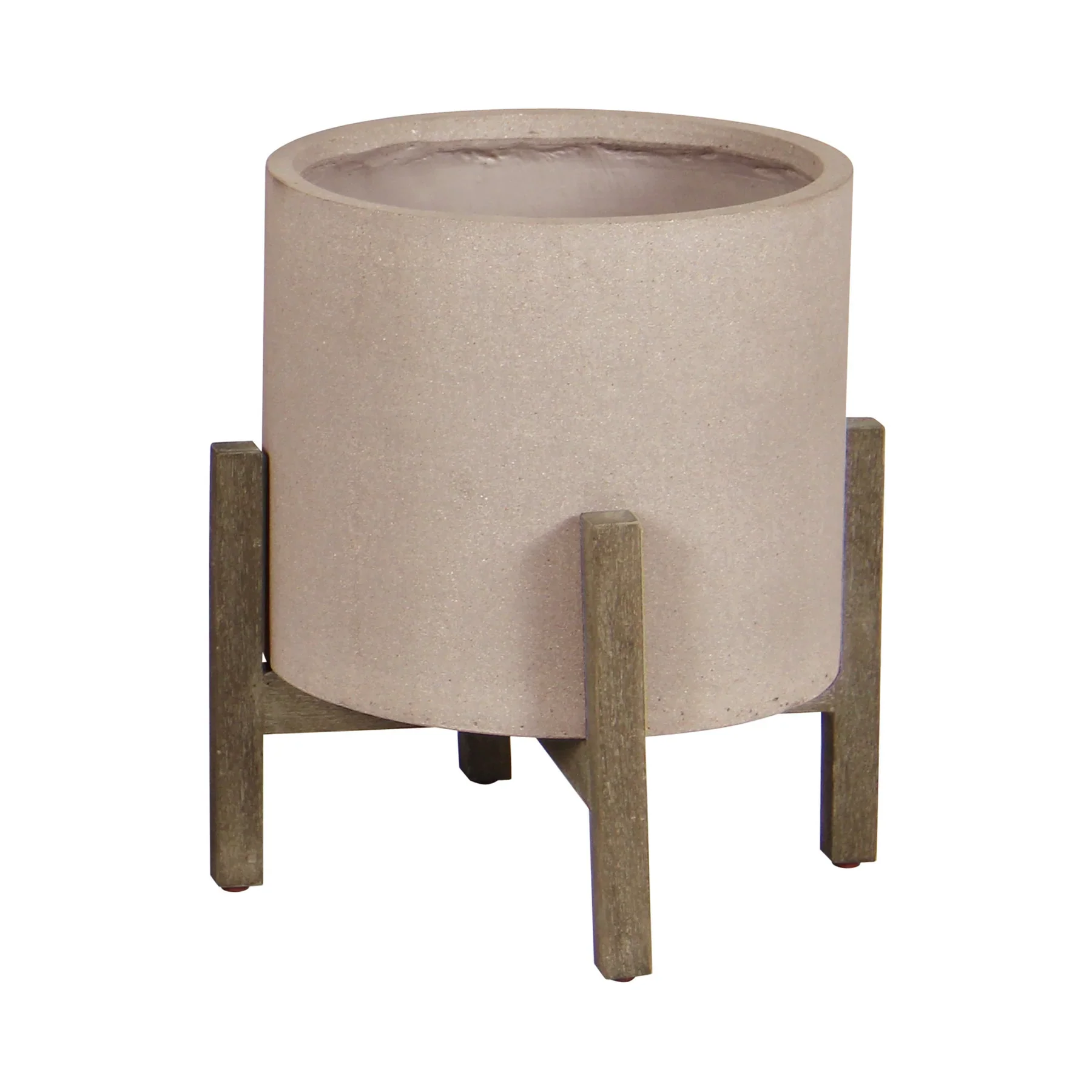 LH Imports Patio Round Standing Pot Small - Brown Stone PAT015-BR - Image 2