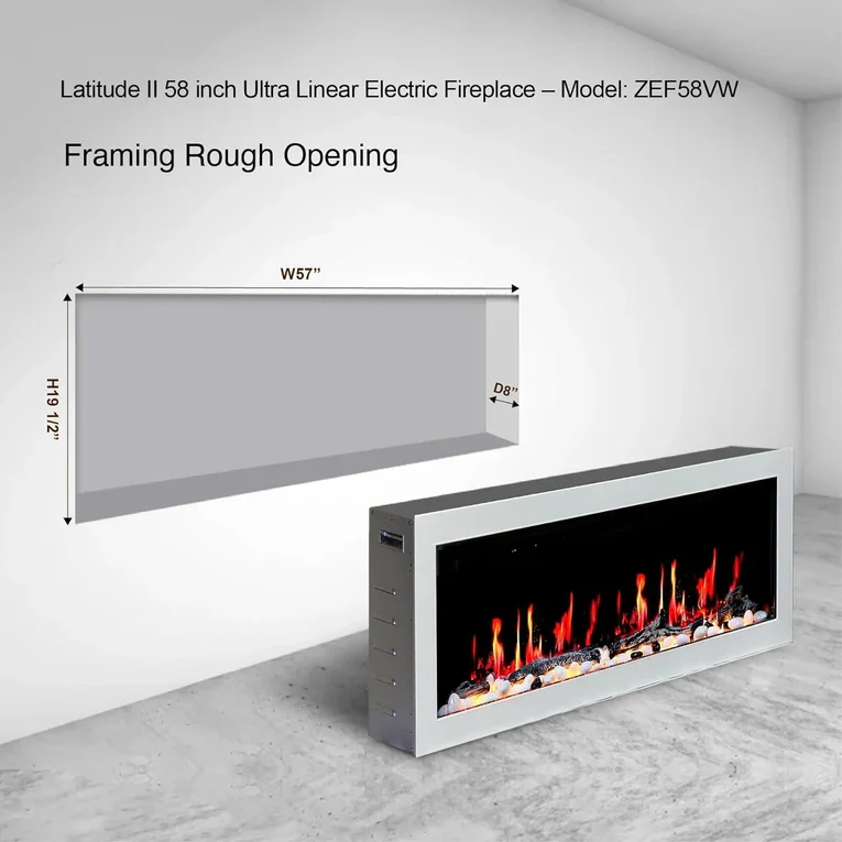 Litedeer Homes Gloria II 58" Smart Electric Fireplace with App Driftwood Log & River Rock White ZEF58VW - Image 5