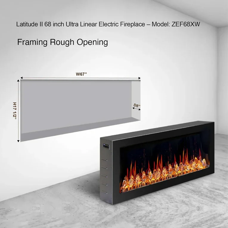Litedeer Homes Gloria II 68" Smart Electric Fireplace with App Driftwood Log & River Rock ZEF68XW - Image 4